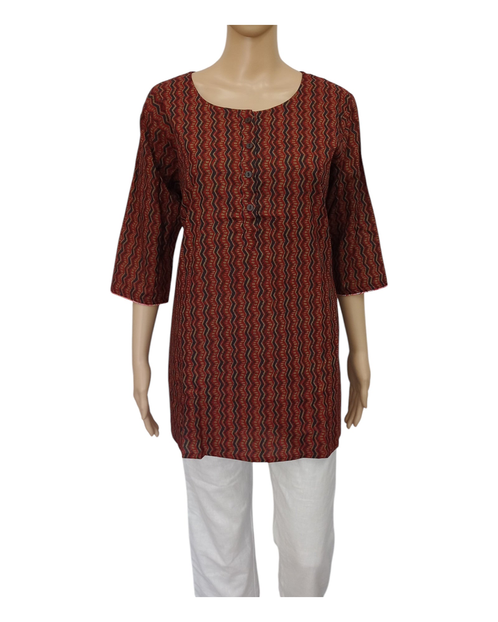 Buy Casual Printed Cotton Tunic in reddish – Tvahra