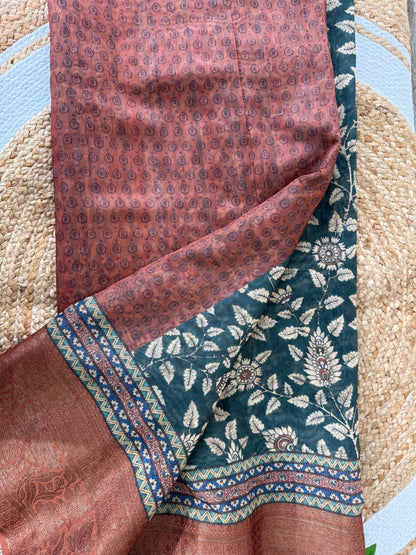 Floral Print Chanderi Cotton Saree
