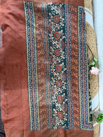Floral Print Chanderi Cotton Saree