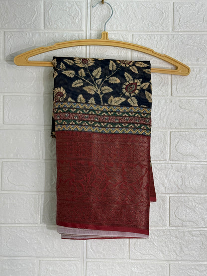Floral Print Chanderi Cotton Saree