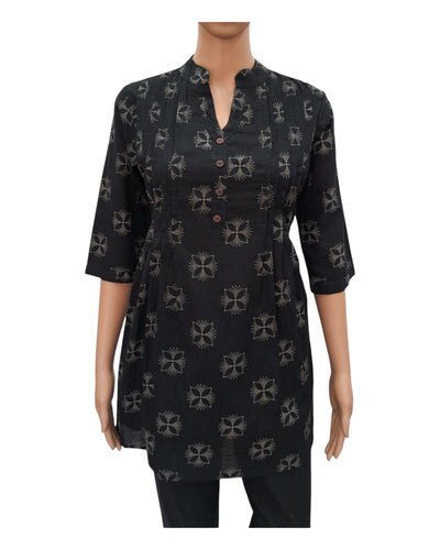 Buy Cotton A Line Tunic With Asian Collar And Pin Tucks – Tvahra