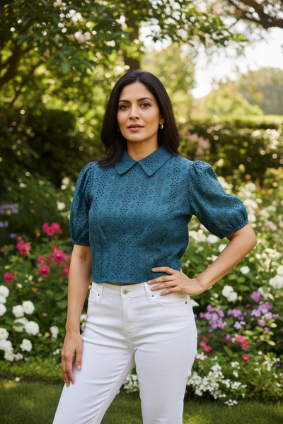 Cotton Hakoba Crop  Top With Bow