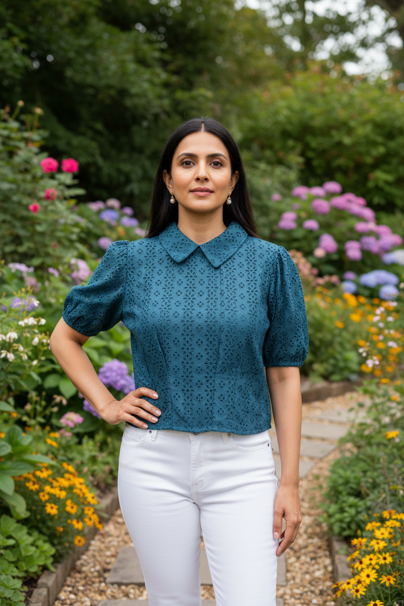 Cotton Hakoba Crop  Top With Bow