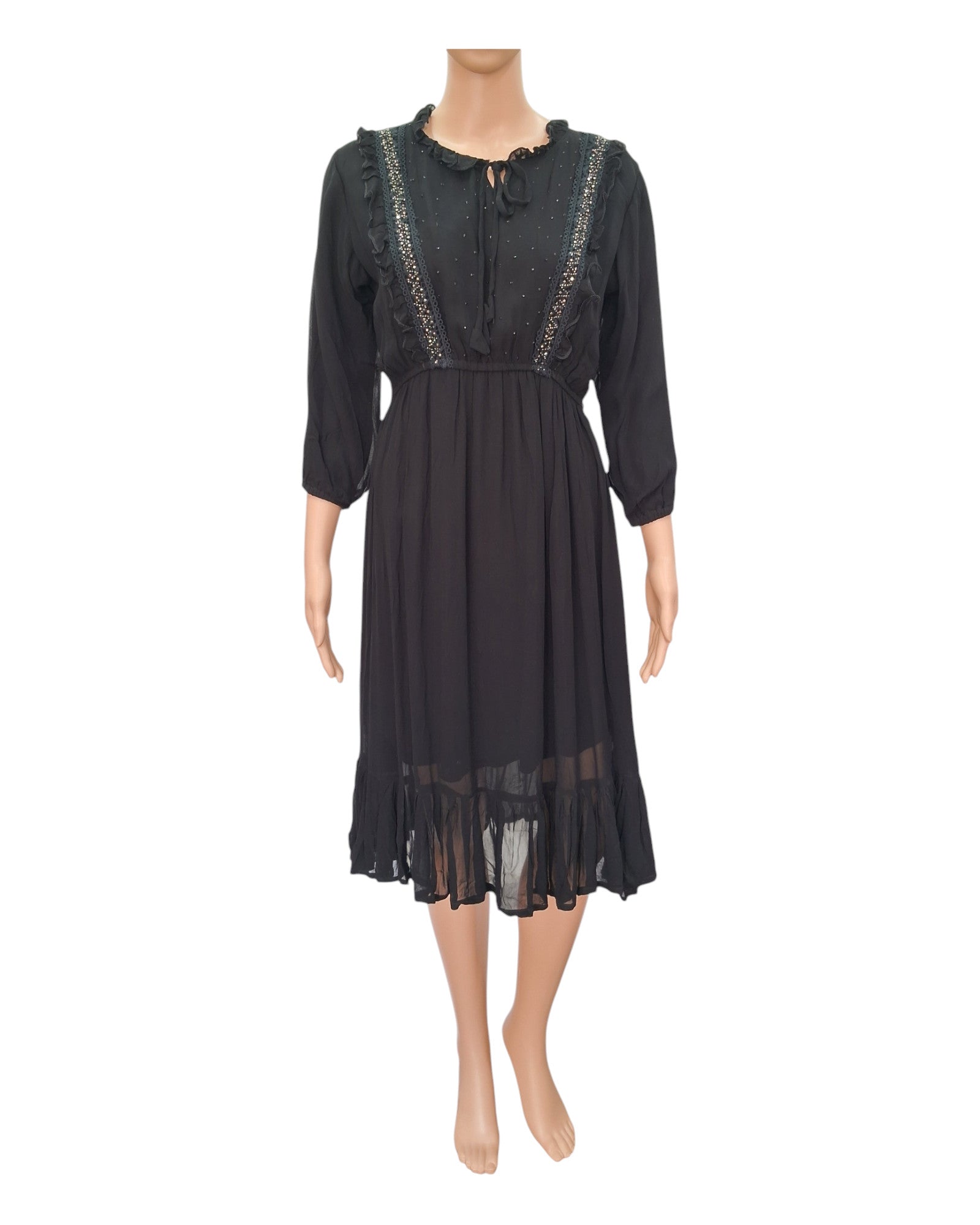 Buy Black Evening Short Georgette One Piece Dress – Tvahra