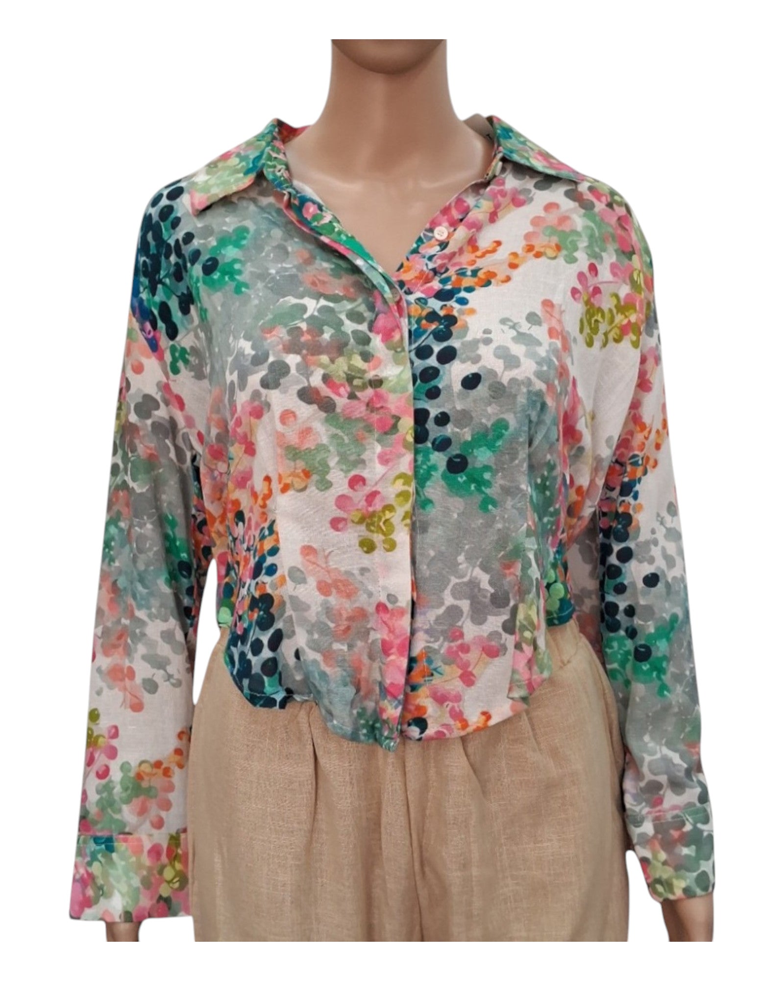 Digital Print Cotton Linen Crop Top