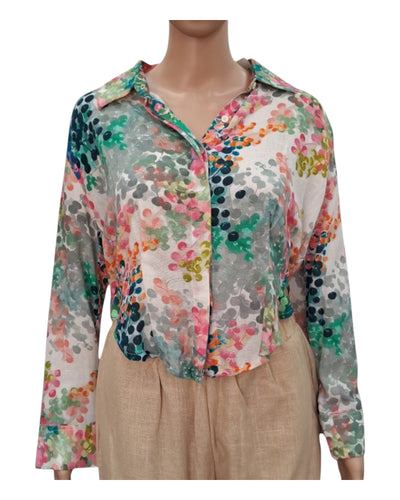 Digital Print Cotton Linen Crop Top