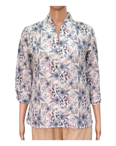 Buy Floral Print Hakoba Cotton Short Top in blue – Tvahra