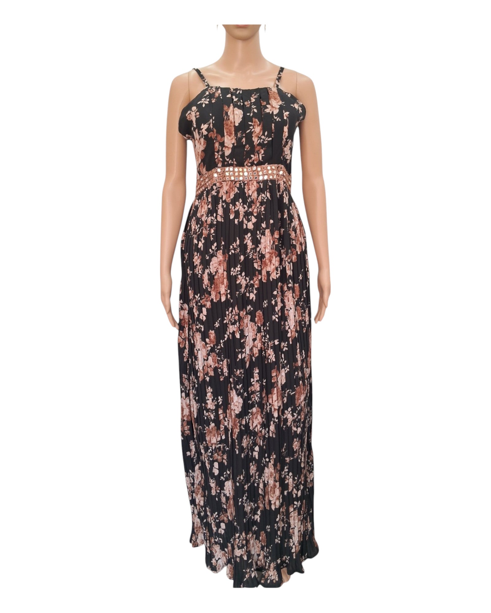 Buy Floral Print Spaghetti Strap Long Gown With Shrug – Tvahra