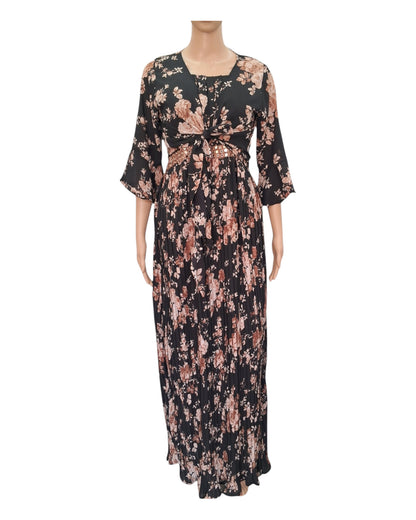 Buy Floral Print Spaghetti Strap Long Gown With Shrug – Tvahra