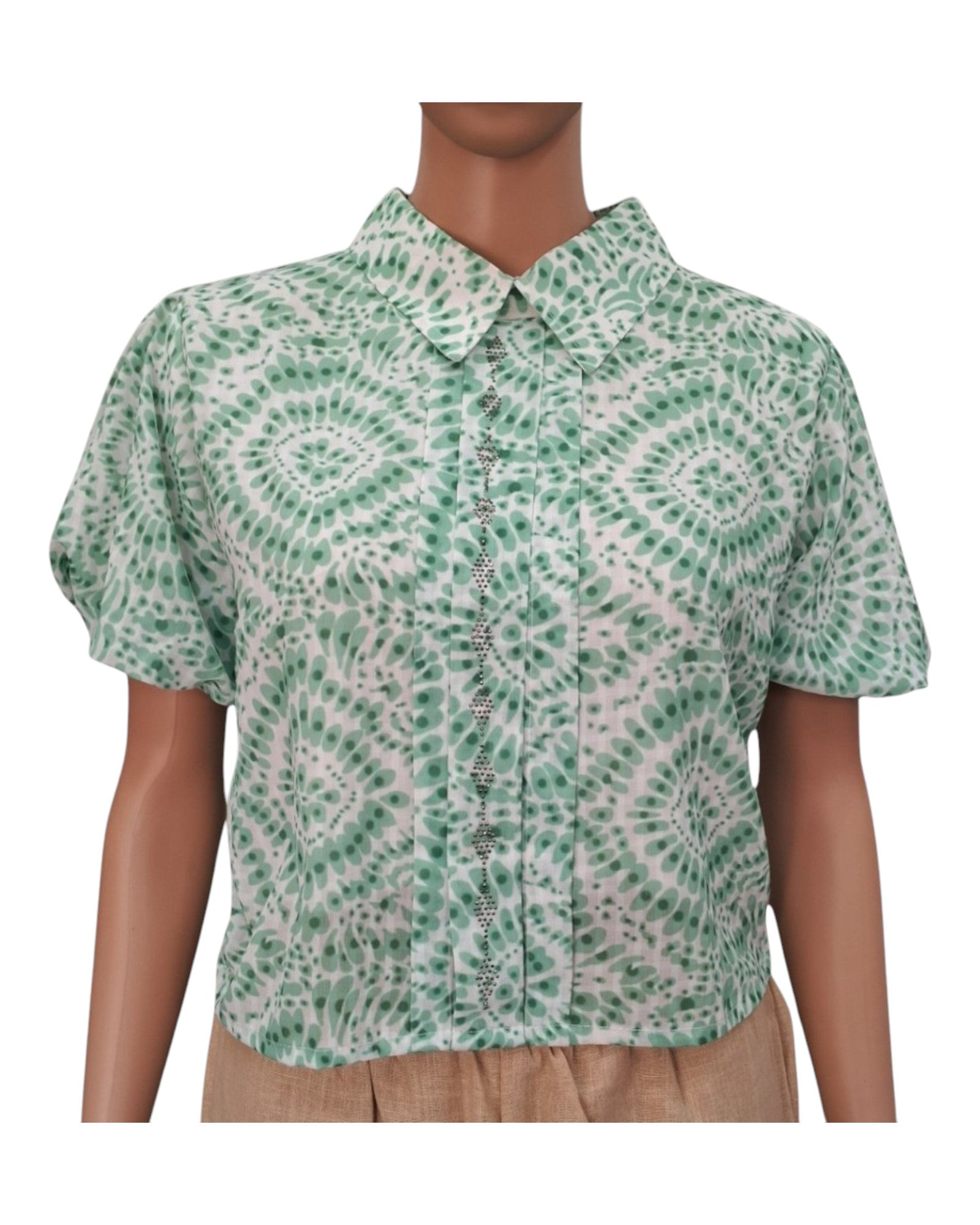Digital Print Chiffon Crop Top