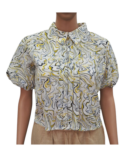 Digital Print Chiffon Crop Top