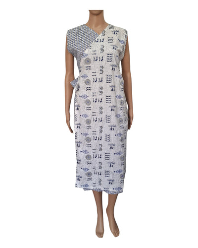 Buy Overlap Cotton One Piece Dress in white – Tvahra