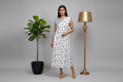 Overlap Cotton One Piece Dress - White