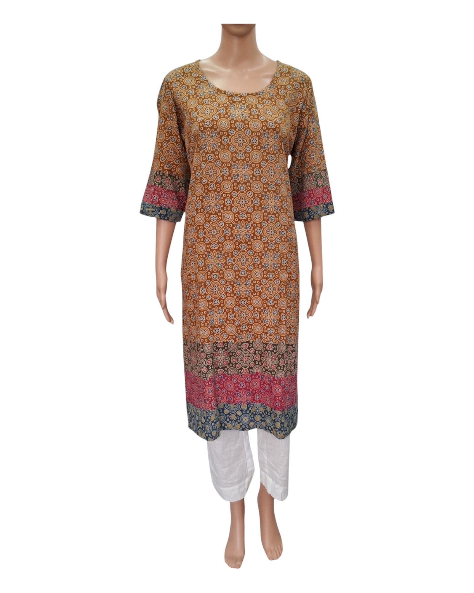 Buy Multicolor Ajrakh Print Cotton Kurta in black – Tvahra