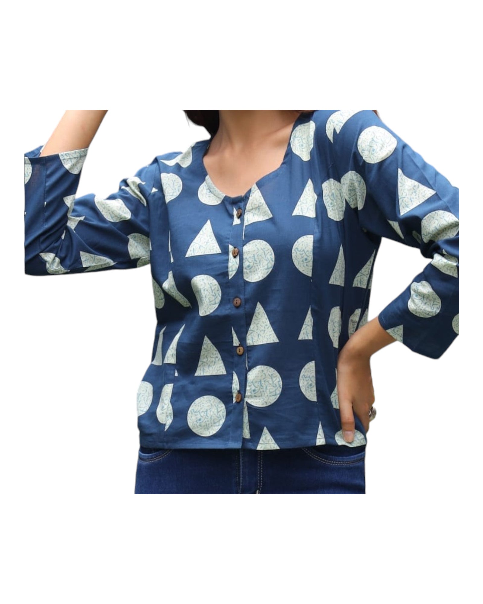Printed With Front Button Cotton Crop Top