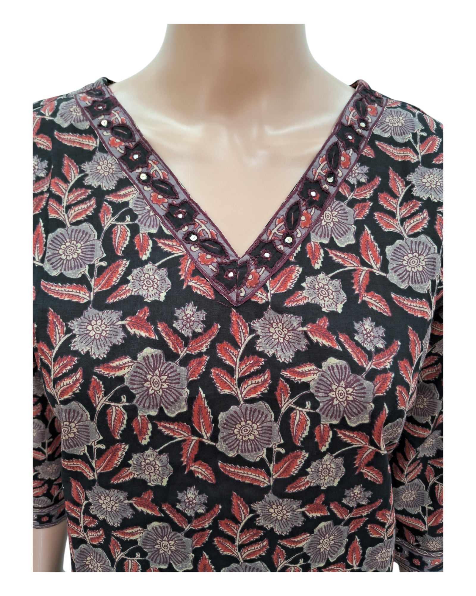 Buy Floral Print Cotton Kurta Pant Set With V Neck – Tvahra