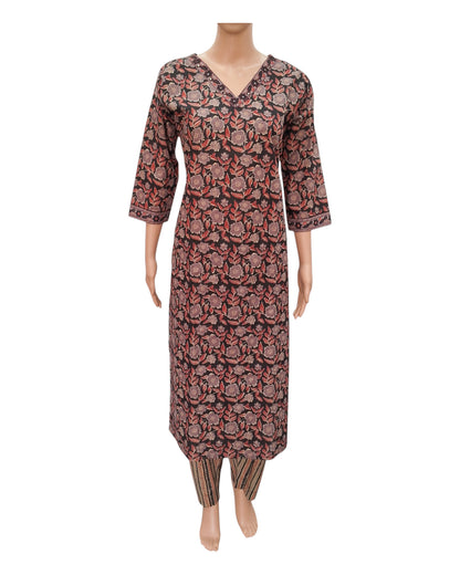 Buy Floral Print Cotton Kurta Pant Set With V Neck – Tvahra