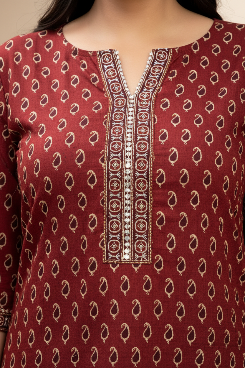 Jaipur Print Short Kurta With Gota Patti