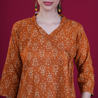 Dabu Print Angrakha Cotton Kurta