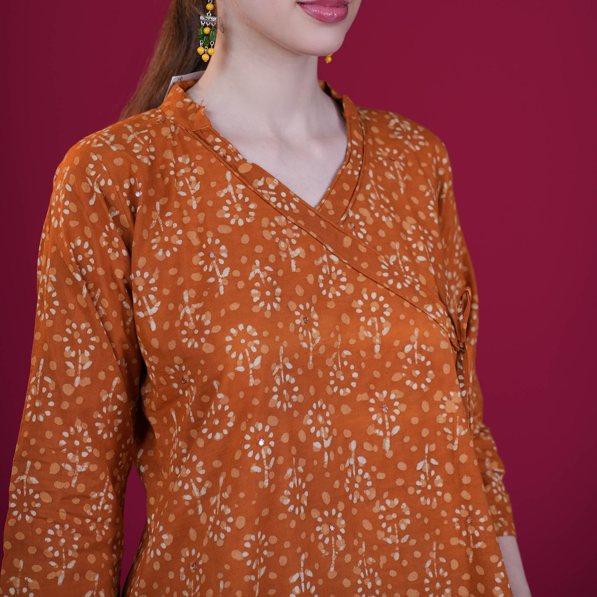 Dabu Print Angrakha Cotton Kurta