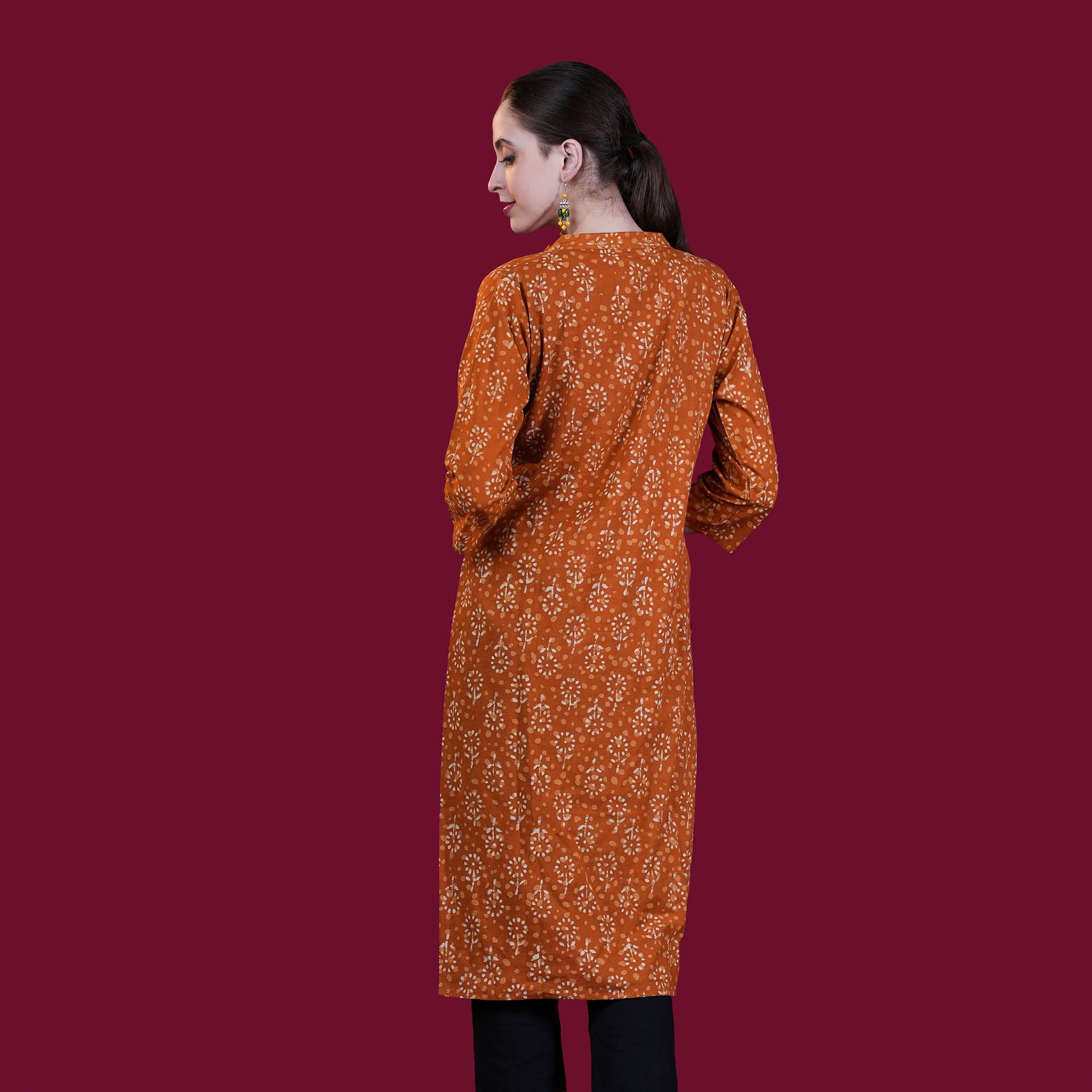Dabu Print Angrakha Cotton Kurta