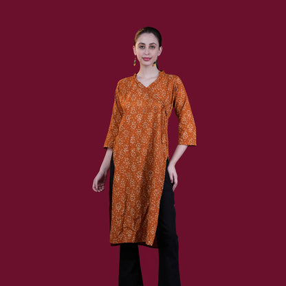 Dabu Print Angrakha Cotton Kurta