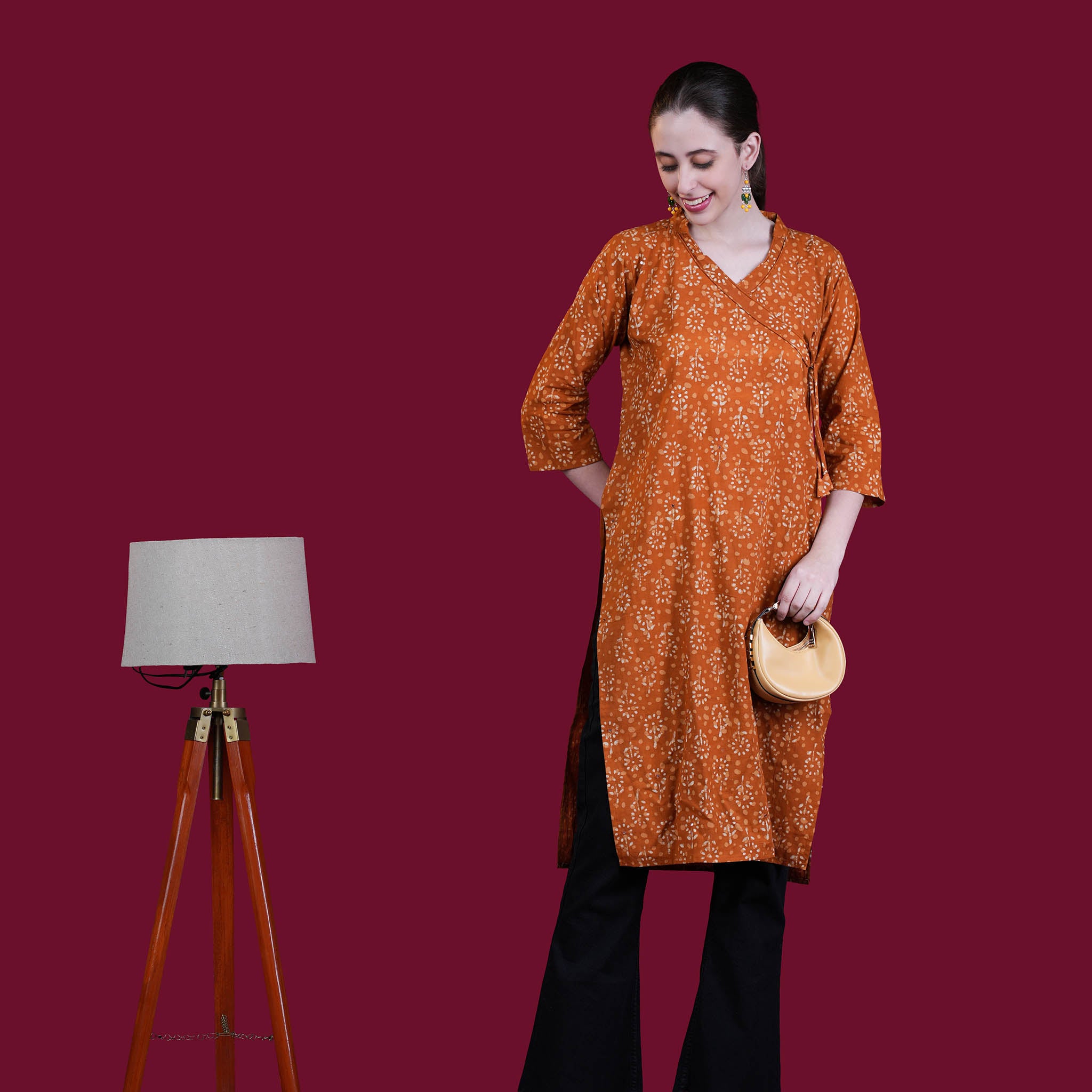 Dabu Print Angrakha Cotton Kurta