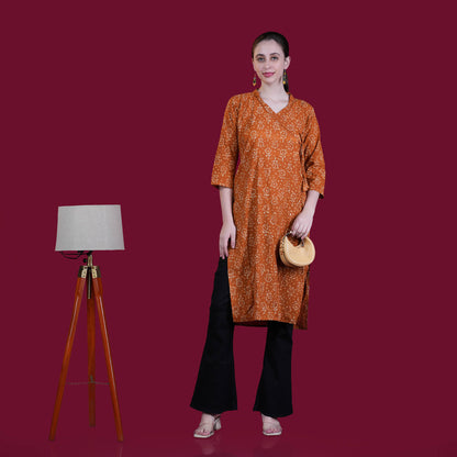 Dabu Print Angrakha Cotton Kurta