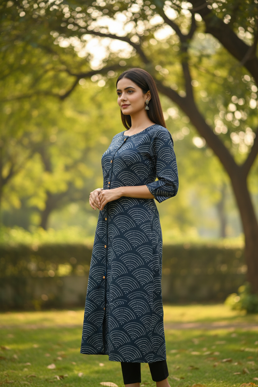 Gamthi Print 3 Way Kurta Cotton Kurta