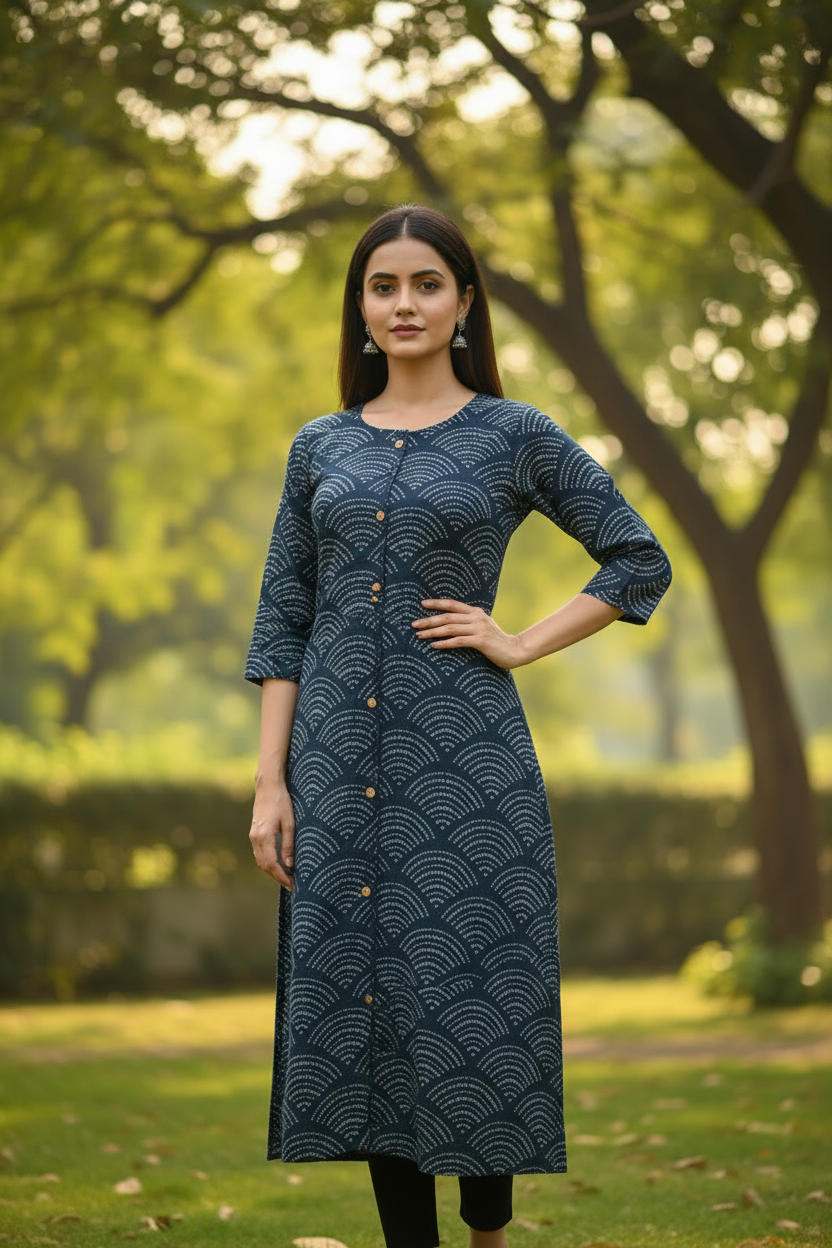 Gamthi Print 3 Way Kurta Cotton Kurta