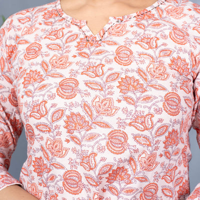 Two Piece Cotton Lounge Wear - Peach