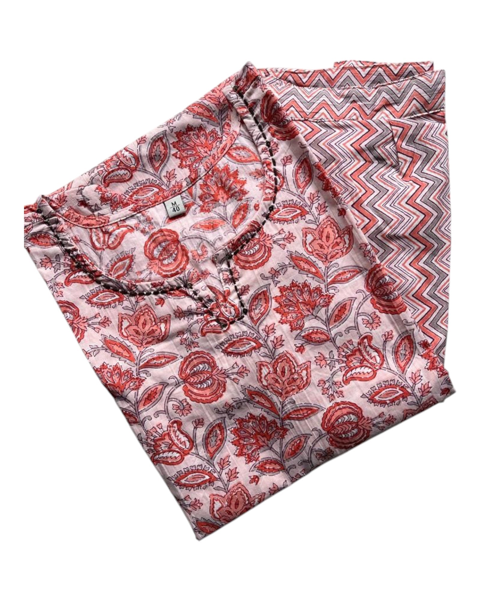 Buy Two Piece Cotton Lounge Wear in peach – Tvahra