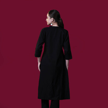 Asian Collar Plain Solid Cotton Flex Kurta