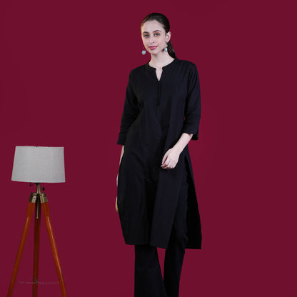 Asian Collar Plain Solid Cotton Flex Kurta