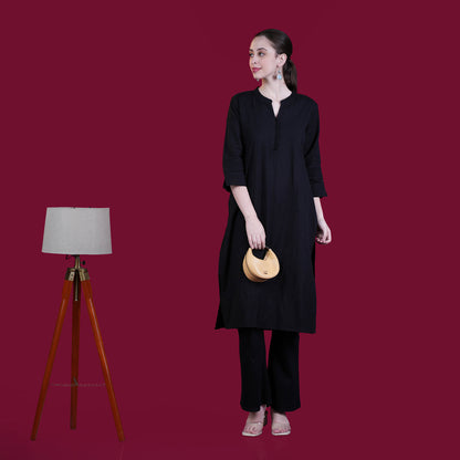 Asian Collar Plain Solid Cotton Flex Kurta