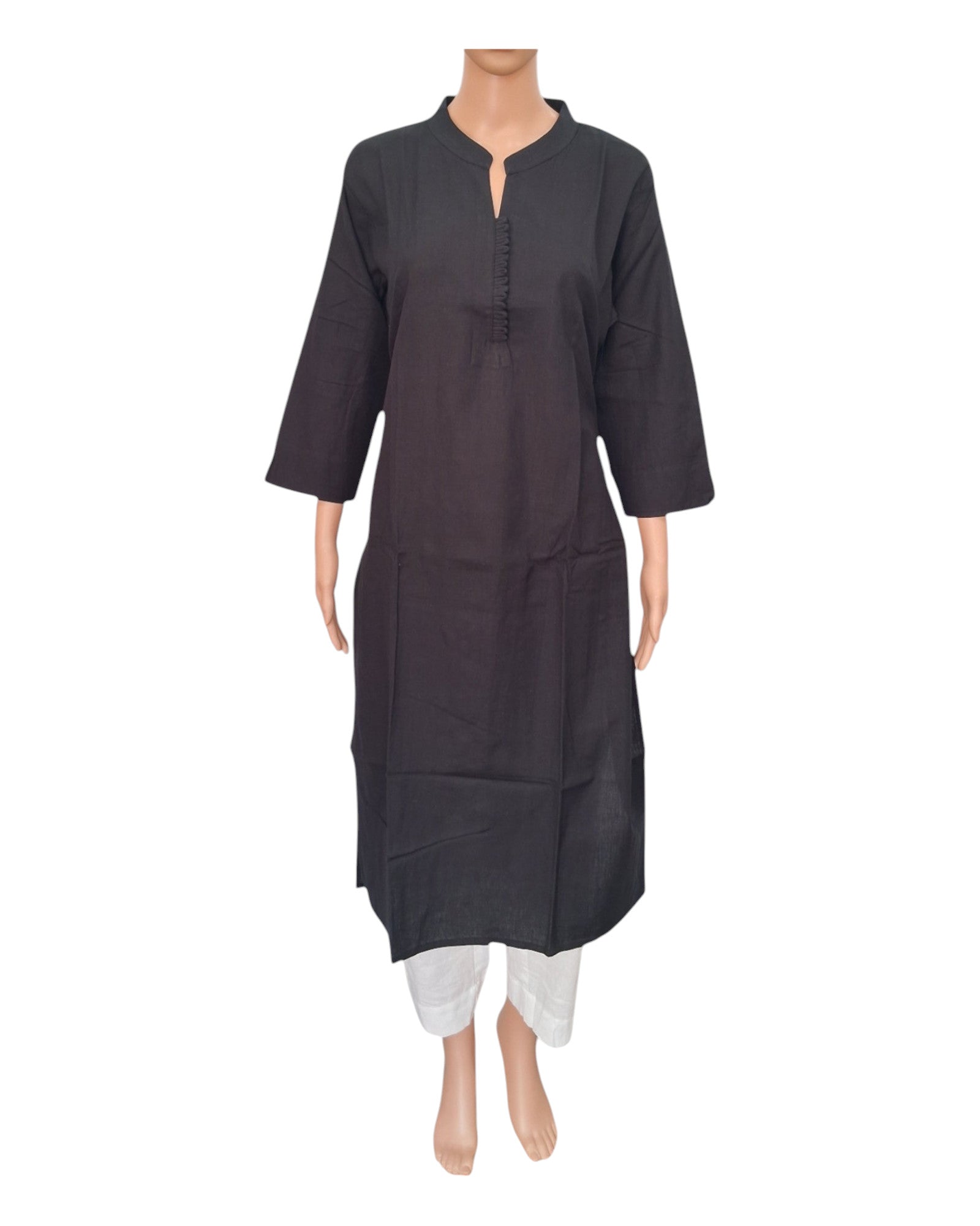 Buy Asian Collar Plain Solid Cotton Flex Kurta in Red – Tvahra