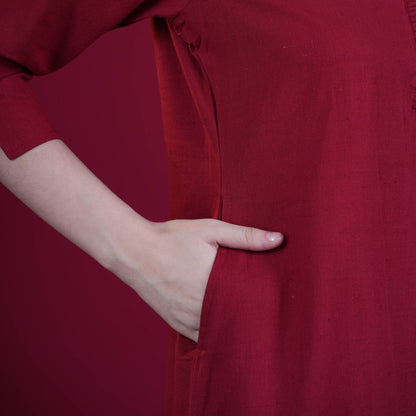 Asian Collar Plain Solid Cotton Flex Kurta