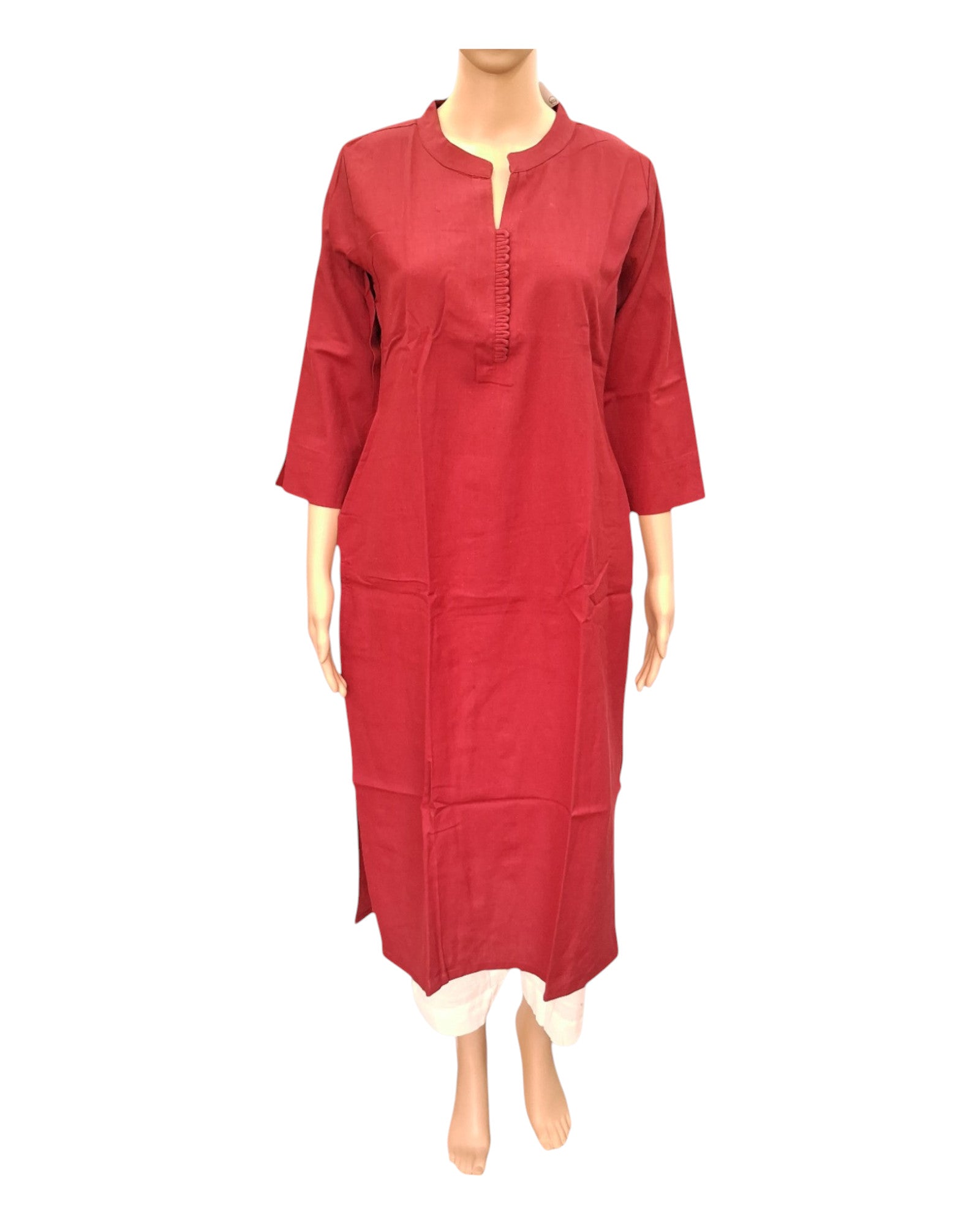 Buy Asian Collar Plain Solid Cotton Flex Kurta in Black – Tvahra