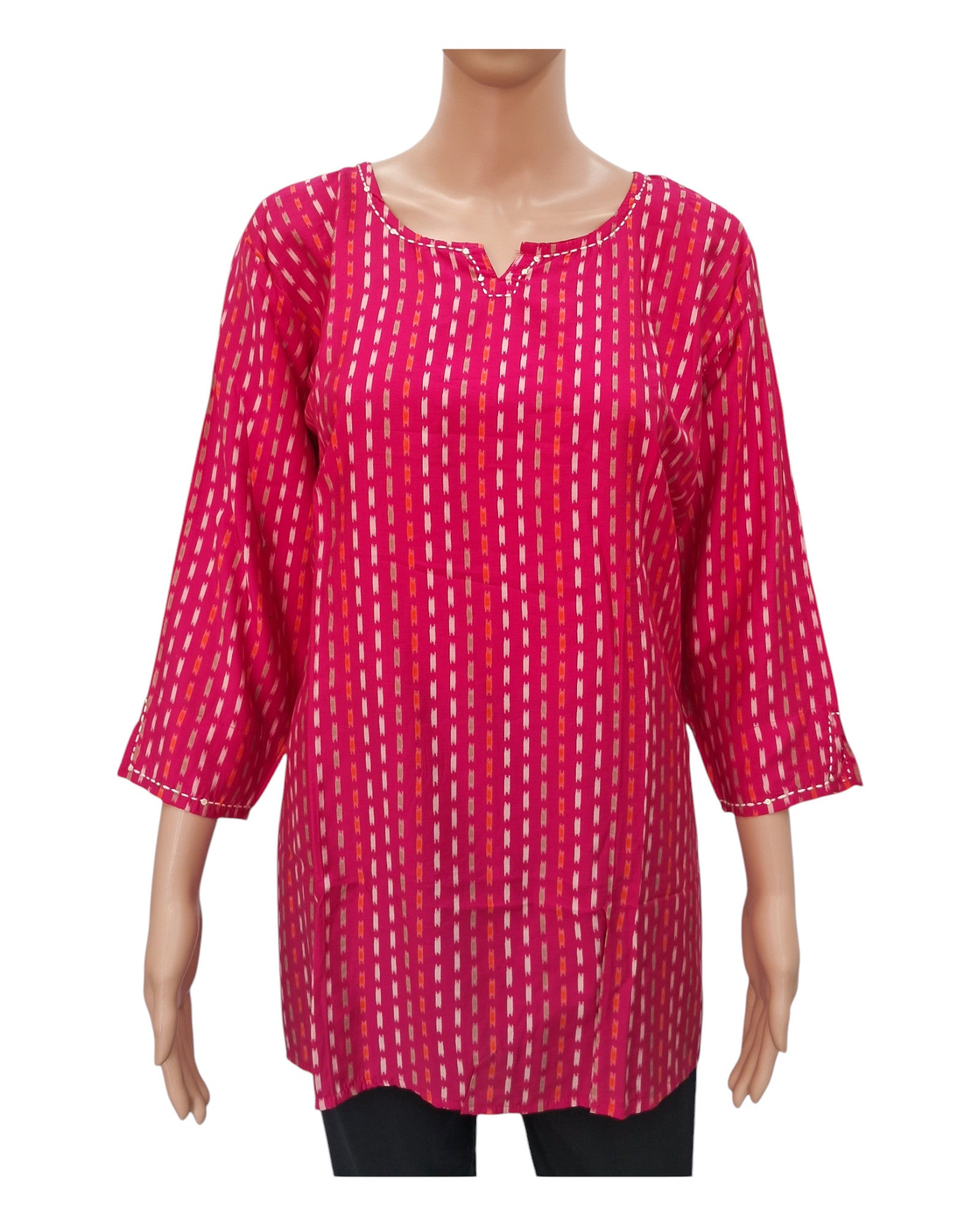 Buy Printed Muslin Tunic With Round Neck in magenta – Tvahra