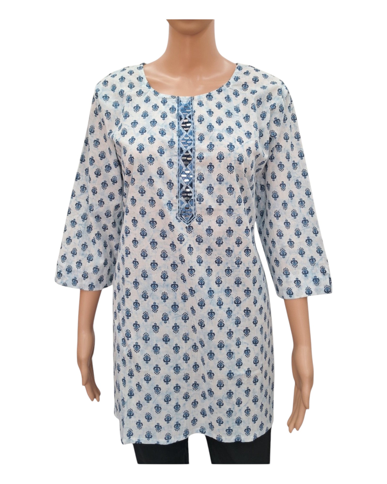 Buy Cotton Tunic with Blue Floral Jaipur Print – Tvahra