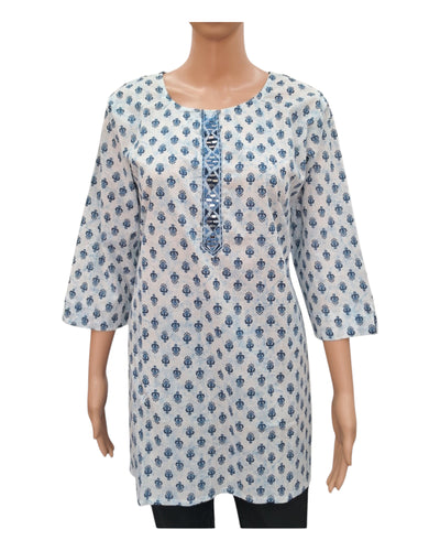 Buy Cotton Tunic with Blue Floral Jaipur Print – Tvahra