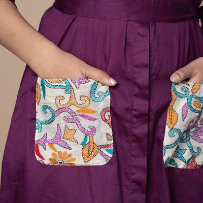 Cotton Silk One Piece Dress - Violet