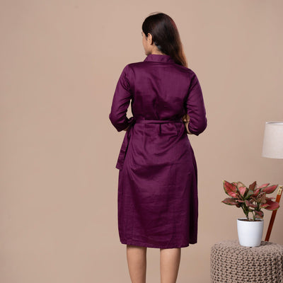Cotton Silk One Piece Dress - Violet