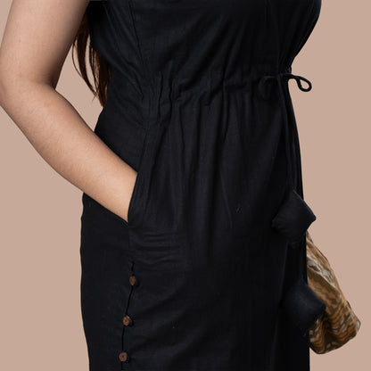 Sleeveless Dress With Block Printed Shrug