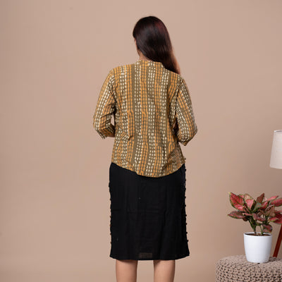 Sleeveless Dress With Block Print Shrug