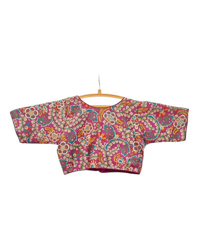 Buy Colorful Art Silk Blouse with Floral Print in  – Tvahra