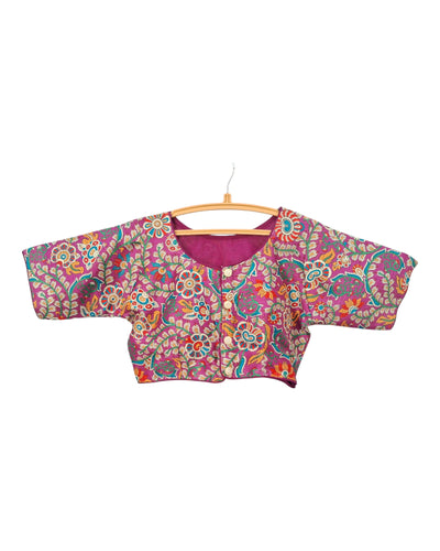 Buy Colorful Art Silk Blouse with Floral Print in  – Tvahra
