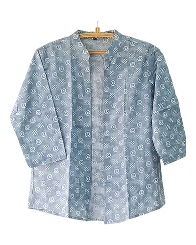 Buy Gurjari Print Short Cotton Shrug in gray – Tvahra