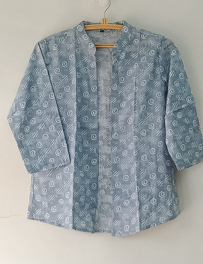 Cotton Printed Short Shrug - Gray