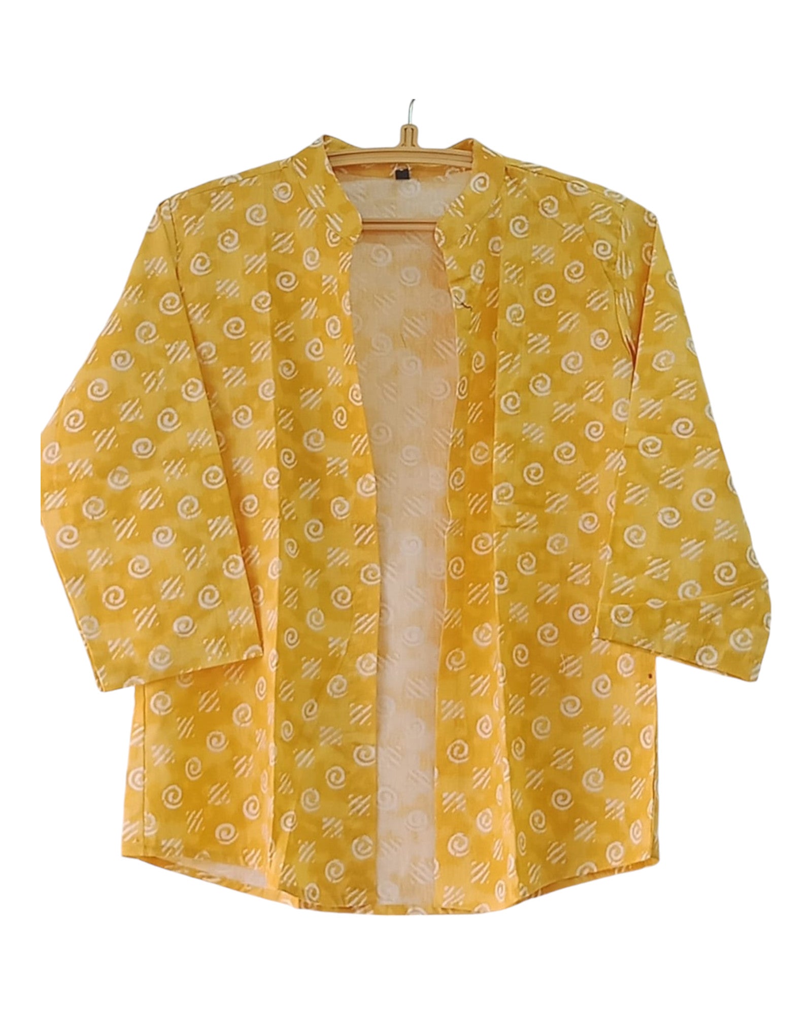 Buy Gurjari Print Short Cotton Shrug in yellow – Tvahra